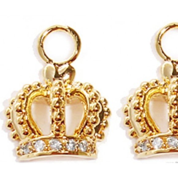 2 PCS CROWN CHARM NEW 18 KARAT GOLD & CZ 2 PCS - Picture 2 of 2